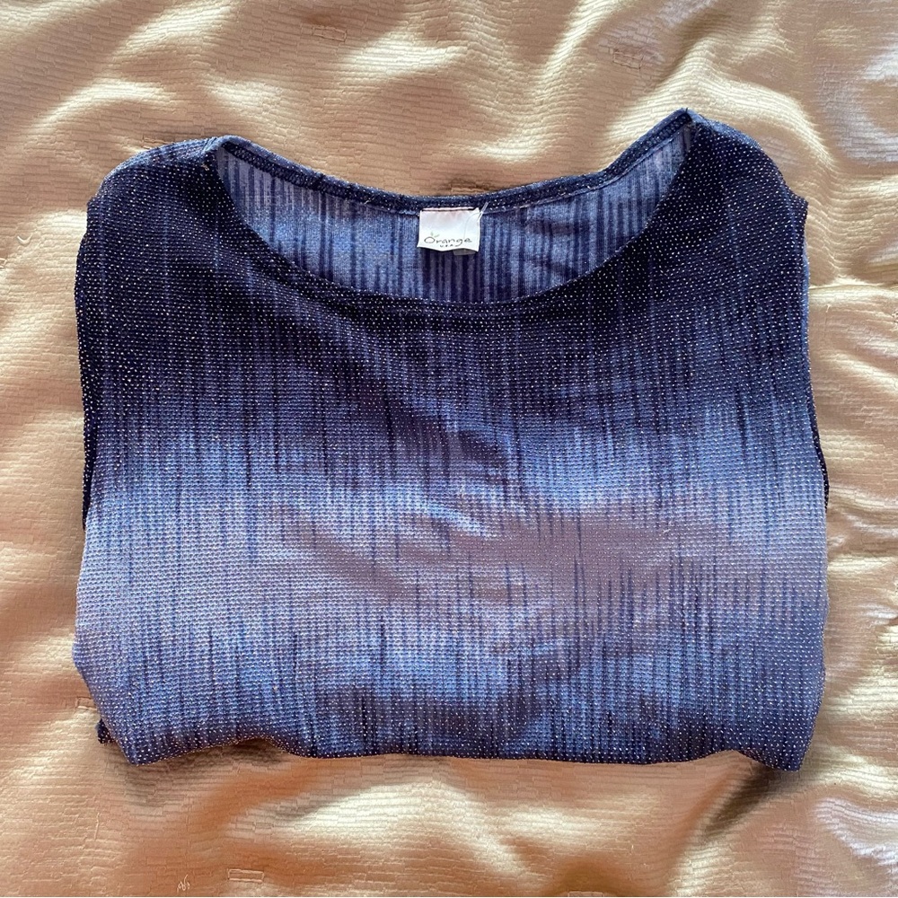 Blue Embellished Ombré Crystal Top Medium